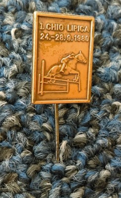 1. CHIO LIPICA 1980. Slovenia horse, lipizzaner, equestrian, vintage pin, badge 