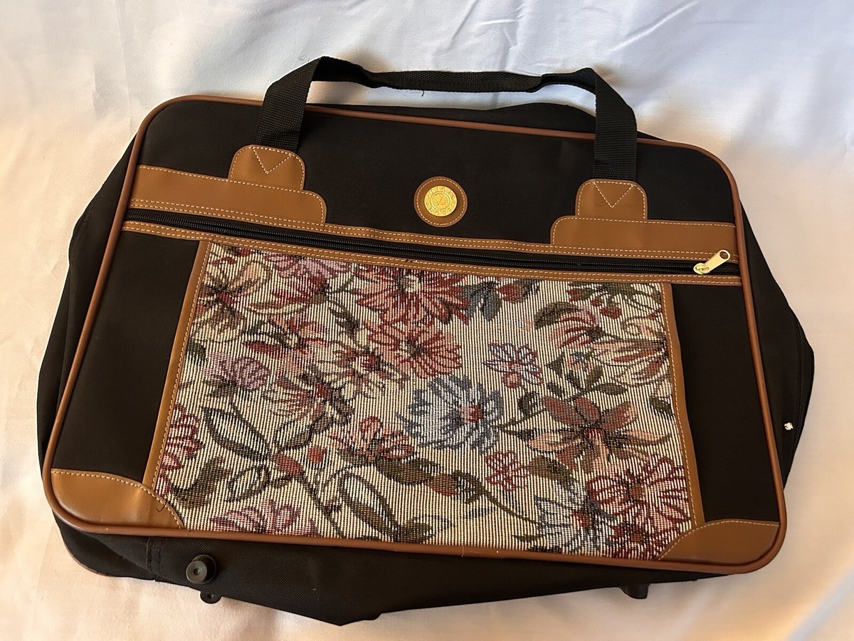 Vintage Luigi Rossi 1960's Luggage Bag Women's Tapestry Black