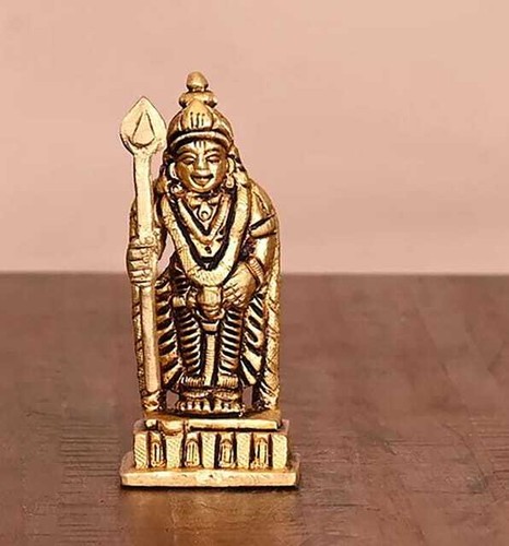 Estatua religiosa hindú ídolo Murgan de latón Lord Kartikeya 3,2 pulgadas - Imagen 5 de 6