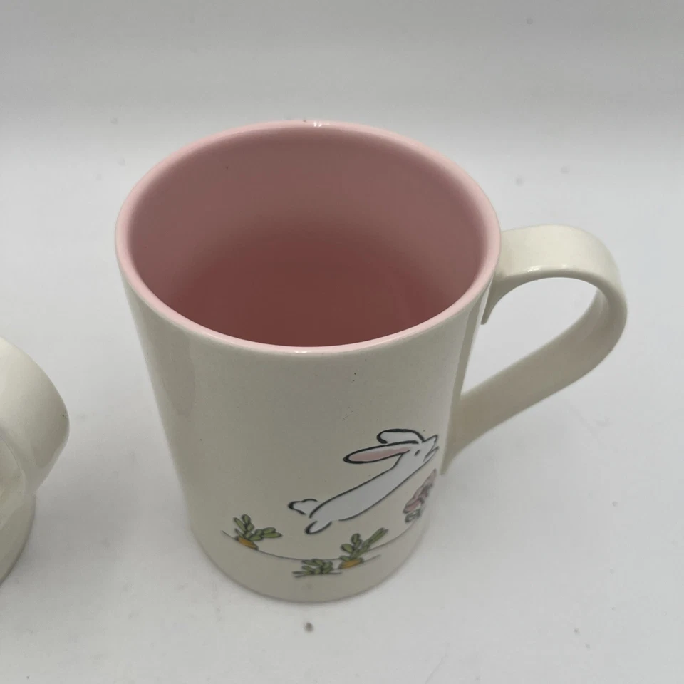 Taza de café DOS - TAG Bunny X grande 20 oz primavera conejo zanahorias Pascua rosa/azul Foto 3 de 4
