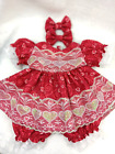 Cabbage Patch 16" Red Hearts Valentines Day Doll Dress Bloomers + 2 Hair Bows