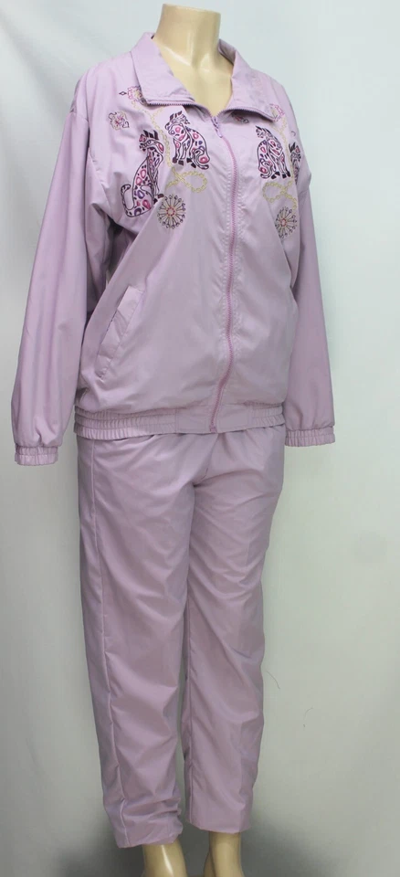 Conjunto de 2 piezas de chándal deportivo Adolfo vintage para mujer chaqueta y pantalón púrpura talla XS Foto 4 de 4