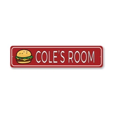 Personalized Cheeseburger Kid Room Sign Custom Name Door Wall Decor Metal Plaque