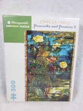 NEW 500 Piece Puzzle Peacocks and Peonies Pomegranate brand John La Farge art