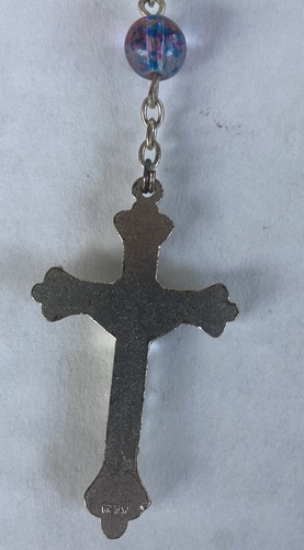 Faith Reflections Auto Rosary Blue/Pink Bead INRI Italy Jesus on Cross Sherman - Picture 5 of 6