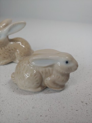 vintage pair of Otagiri Rabbit Bunny Figurine beige Porcelain made Japan - Picture 4 of 13