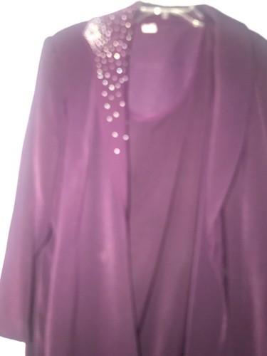 Women’s Joanna Design USA purple sequined 3 piece jacket skirt shell suit Sz 3XL - Picture 3 of 12