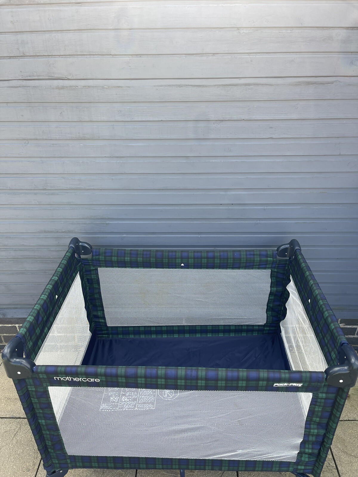 Mothercare Travel Cot and Playpenblue tartan design eBay