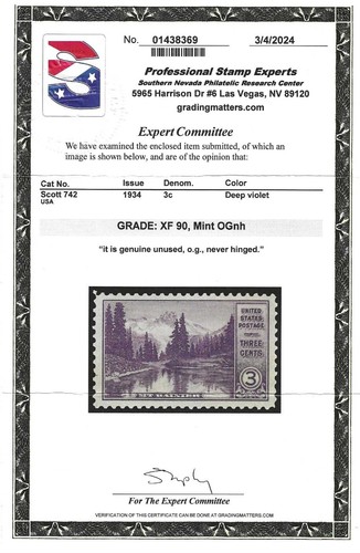 SELLO DE EE. UU. #742 --- 3c NAT'L PARK - XF - COMO NUEVO - GRADO 90 - Imagen 2 de 2