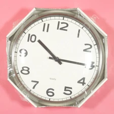 IKEA PUGG Wall Clock 12-1/2" Stainless Steel Analog Silent Quartz Battery Power