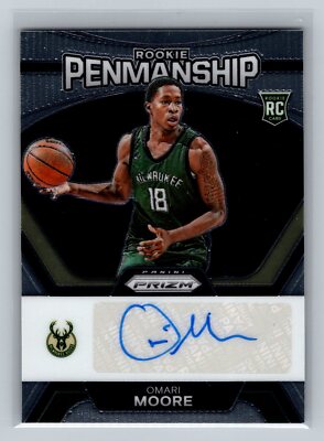 2023-24 Panini Prizm Omari Moore #RP-OMM Rookie Penmanship Milwaukee Bucks