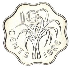 Swaziland 10 cents 1986 F-VF
