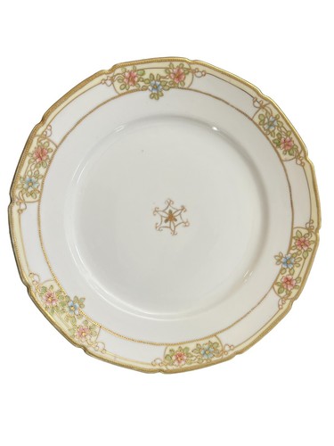 Nippon "M" im Kranz/Morimura Brüder schwer erhaben vergoldet Blumen 10" Teller - Bild 1 von 7