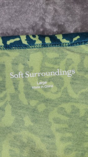 Soft Surroundings Dress Size Large Green Santiago Gaia Tropical Casual Jersey L - Picture 14 of 19