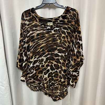Show Me Your Mumu Overlay Tunic Top Women's Size Small Leopard Print Lightweight