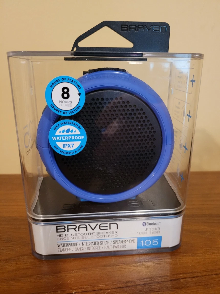 Braven 105 Wireless Portable Waterproof Bluetooth Speaker w/ Action Mount  -Blue