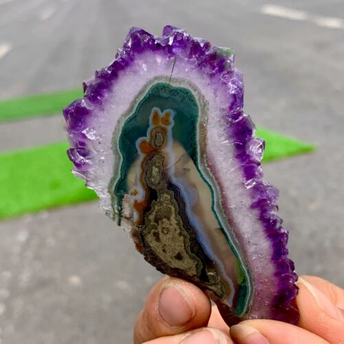 44G Ametista Agata Naturale Alta Qualità Quarzo Grappolo Fetta Cristallo Minerale - Foto 24 di 24
