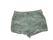 Aeropostale Shorts Size 00 XS Denim Green Light Wash Cut-off Bootie Shorts