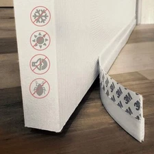Under Door Draft Stopper 39" Door Seal Sweep Strip Soundproof White 2 Pack
