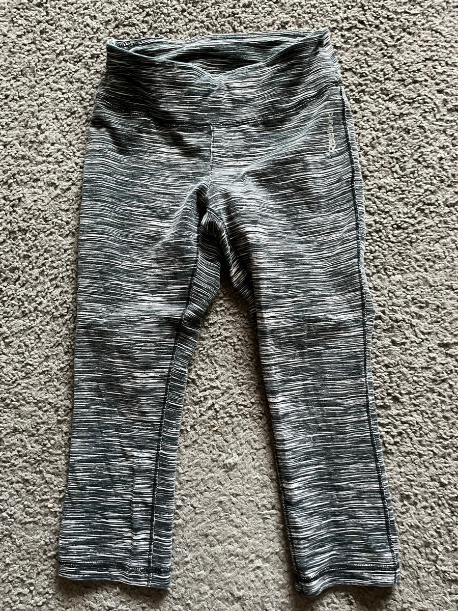 スタイル Reebok Womens Leggings Gray Black Knit Space Dye Stretch Cropped