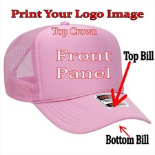 PINK Trucker Hat Custom Printing HERE Logos Images Pictures Personalized