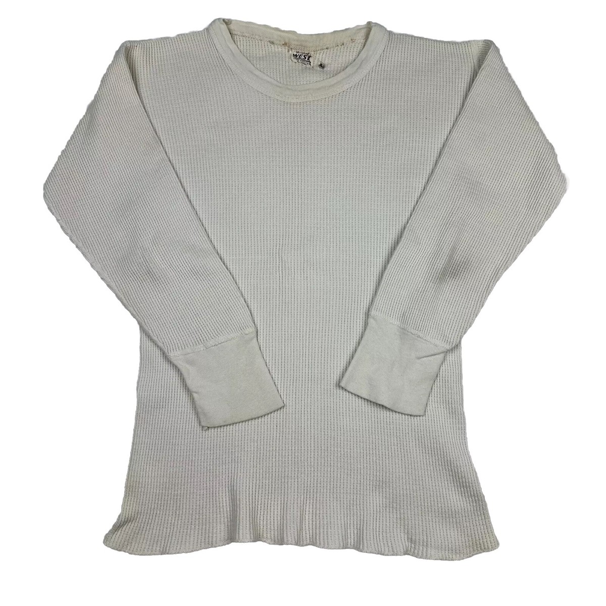 トップス 60s Sears vintage Thermal Shirt Vintage 60s West Thermal Shirt Long Sleeve Size Medium Ivory