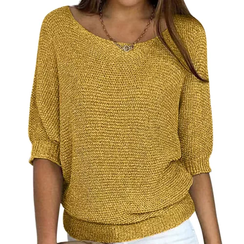 Damen Pullover Oberteile Einfarbig Pulli Frauen Locker - Bild 4 von 46
