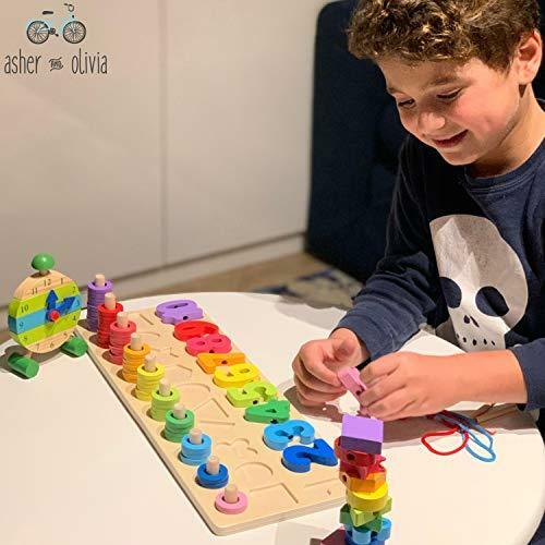 Montessori Fine Motor Skill Toys - Math Wooden Number Shape Set with Learning Cl - Picture 7 of 7