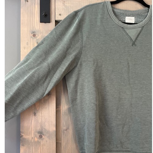 J Crew Sweatshirt Mens Med Green Cotton Fleece V Crewneck Heavy Faded Retro - Picture 3 of 7