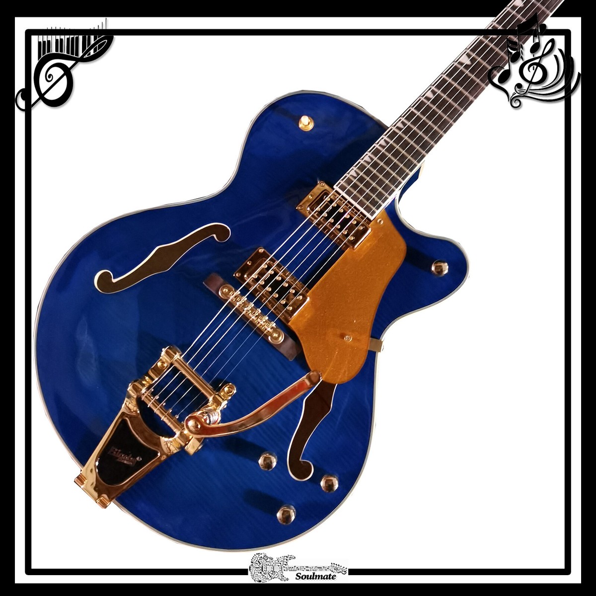 custom L5 hollow body blue electric guitar 2H pickups gold hardware guitar  | eBay