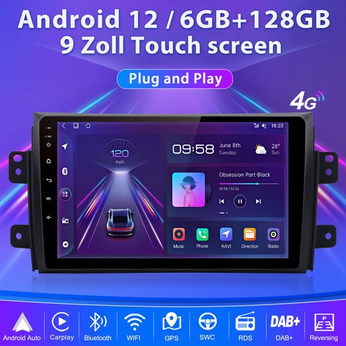 Für Suzuki SX4 Fiat Sedici 6+128GB 9'' Autoradio GPS RDS WIFI BT USB CarPlay SWC - Bild 2 von 13