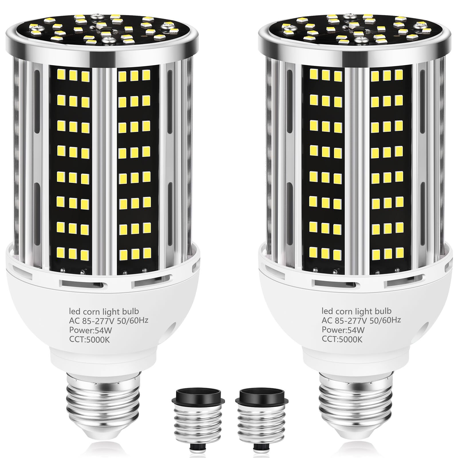 54W 2 Pack LED Corn Light Bulb,(550W Equivalent) Daylight 5000K Commercial Gr...