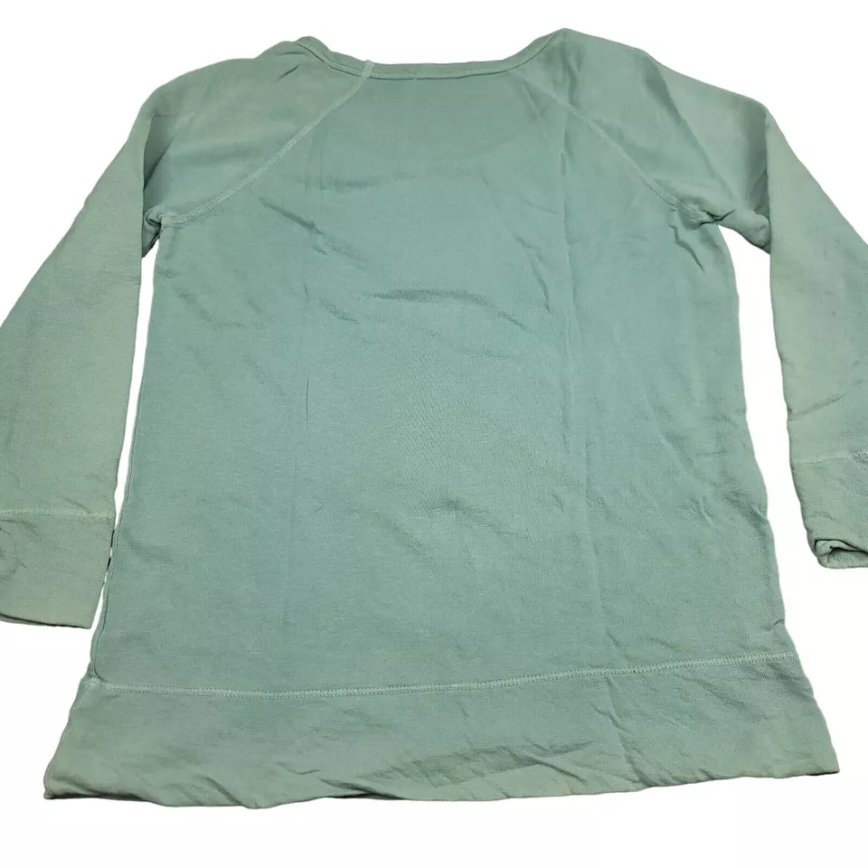 James Perse Womens 1 US S Shirt French Terry Oversized Sweatshirt Boxy Green - Image 3 of 4