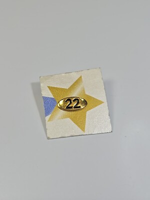 Number 22 Lapel Pin Very Small Size Screw-Back Gold Color Metal