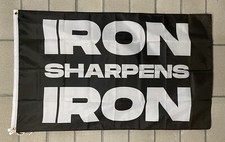 Gym Motivation Flag FREE SHIP Iron Sharpens Iron Lifting Garage USA 3x5
