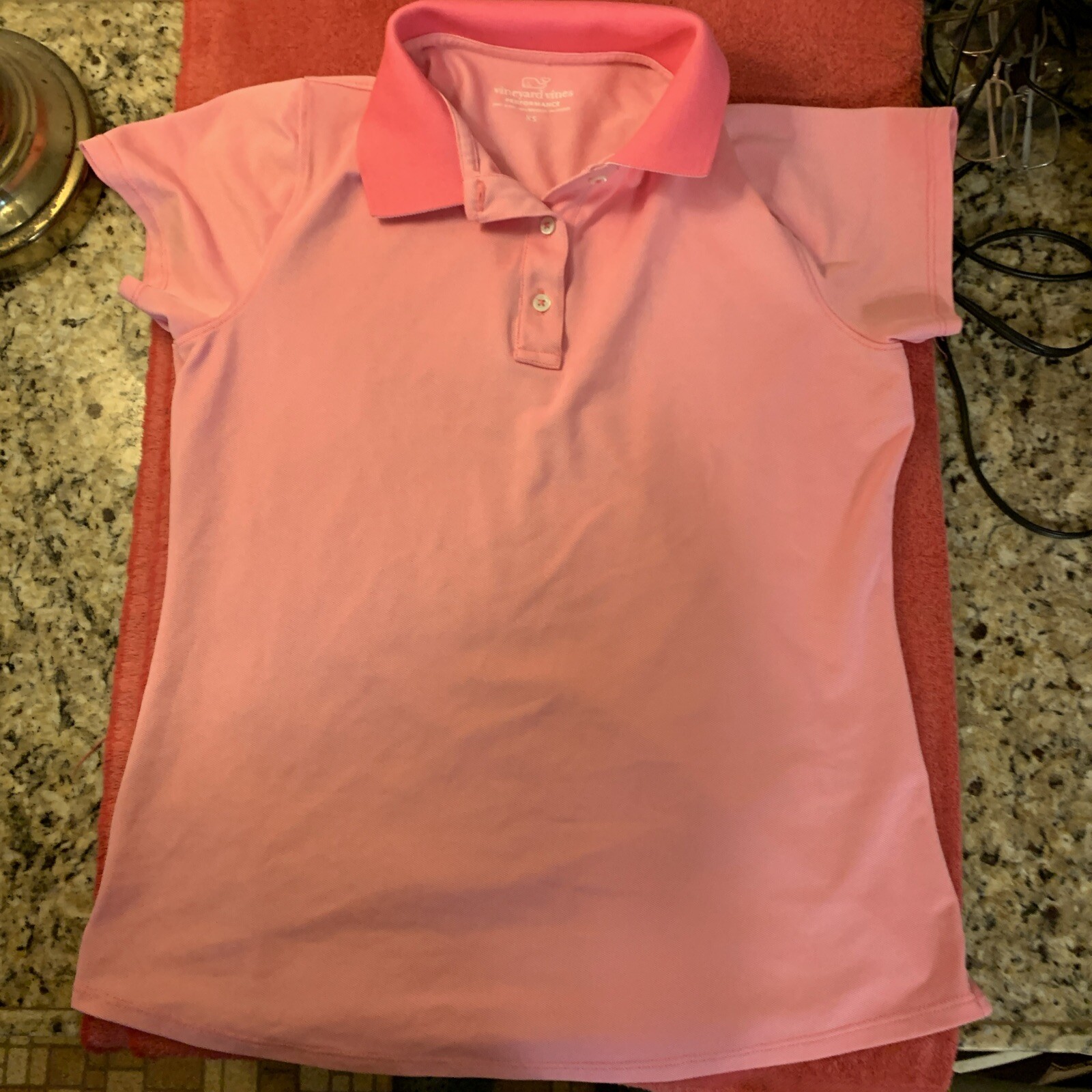 Vineyard Vines Womens Pink Polo Size Xs Performance Line V-Notch Hem New Sample