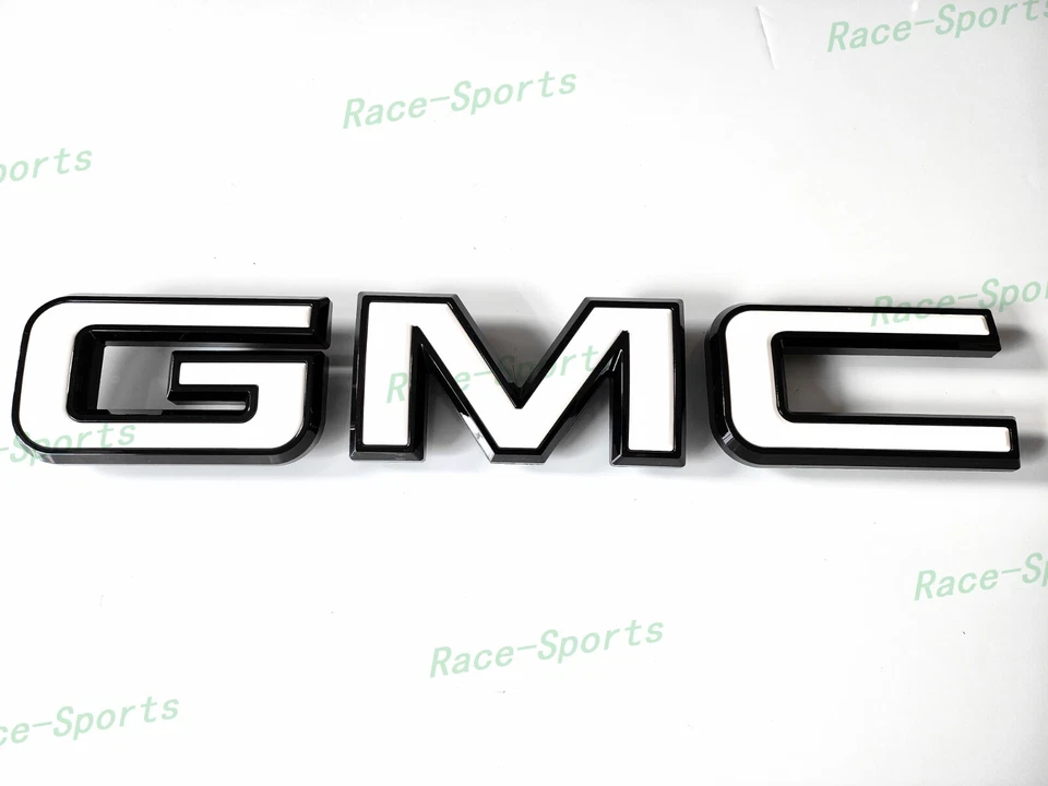 Frontal Brillo Negro Blanco GMC Emblema Sierra 1500 2500HD 3500HD Yukon XL Canyon Foto 3 de 4