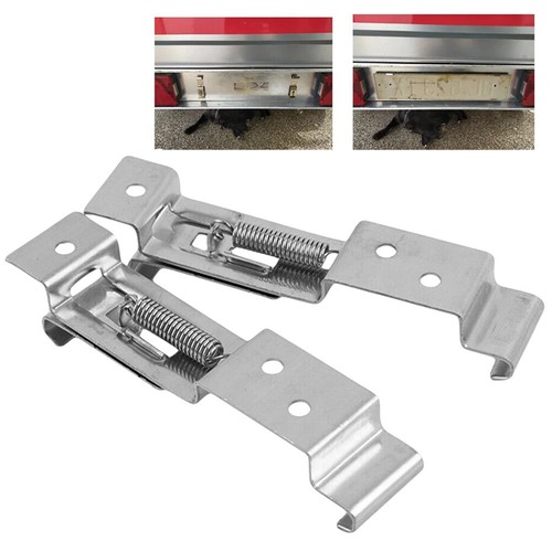 2PCS Trailer Number Plate Holder Clips Rectangular Spring Loaded Stainless Steel - Picture 2 of 12
