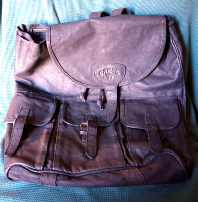 Vintage RJR Camel Cigarettes Brand Leather & Canvas Backpack Rucksack Black New