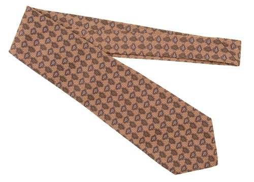 Robert Talbott Limited Edition Gold & Brown Floral Leaf Motif Woven Silk Tie - Picture 2 of 5