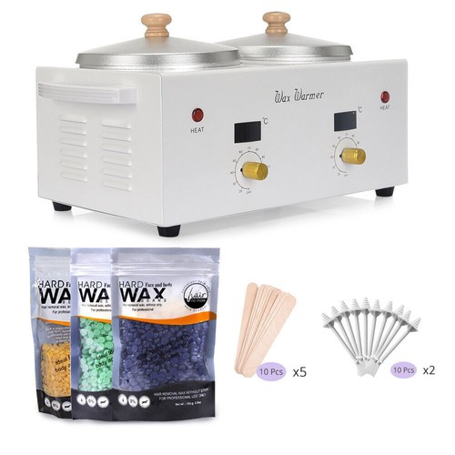 Salon Double Wax Warmer 1L Kit Temp Hold 300g Wax Beads for Professional Results
