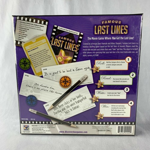 FAMOUS LAST LINES Movies Family Board Game NEW Sealed - Picture 2 of 3