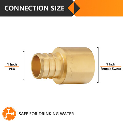 5-Pack Efield PEX Brass Tee Fittings - 1" X 1" X 1" Barb Crimp, Lead Free, NSF/ANSI 61 Certified