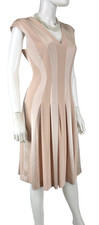 $995 Escada Blush Pleated Dress 6 US 42 IT 36 D M Flare Zip Lined Runway Auth