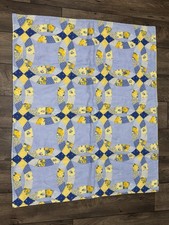 Vintage Double Wedding Ring Baby Blanket Machine Stitched 33  x39  
