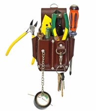 Ap-Leather Pro-5 Electrician Pouch Leather Tool Pouch 5 Pocket Pouch Belt Clip