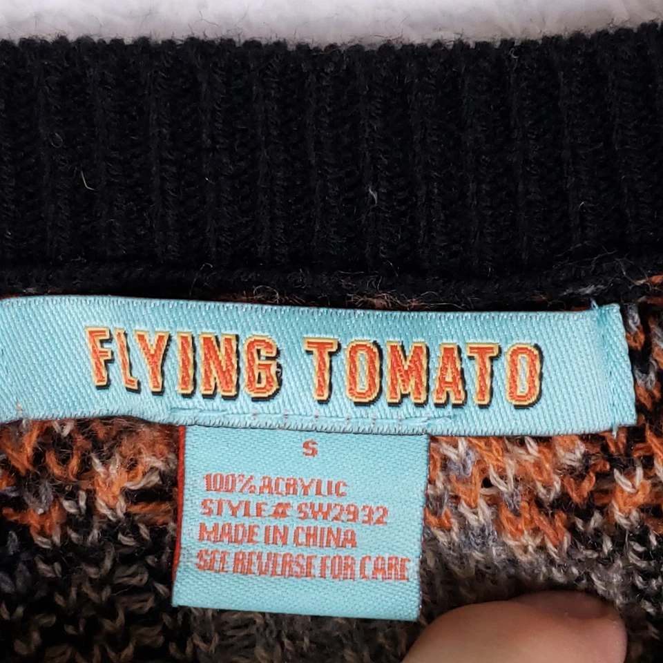 Suéter Flying Tomato Azteca S Negro Beige Naranja Tejido Pullover Boho Western Foto 4 de 4