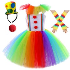 NeW Halloween Costumes for Girls Circus Act Clowns Fancy Dresses for Kids