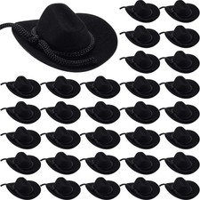 36 Pcs Mini Cowboy Hats for Crafts, 2 Inch Western Caps, Black