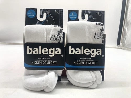 Balega Adult Comfort Performance No Show Running Socks Size Large White - 2 Pair